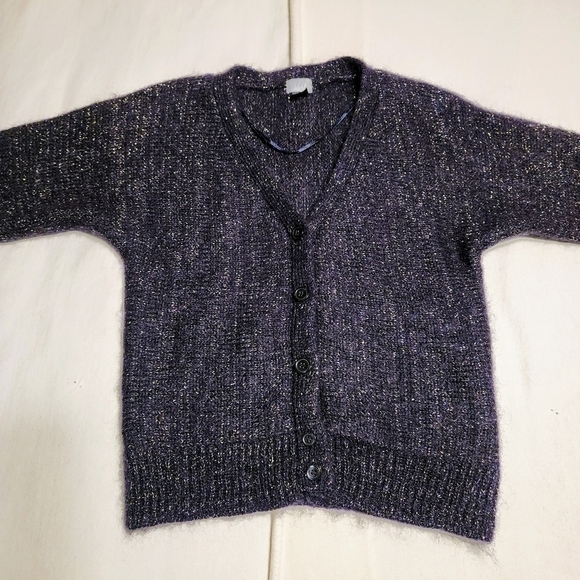 H&M Metallic Cropped Cardigan Navy Gold Medium - Picture 7 of 11
